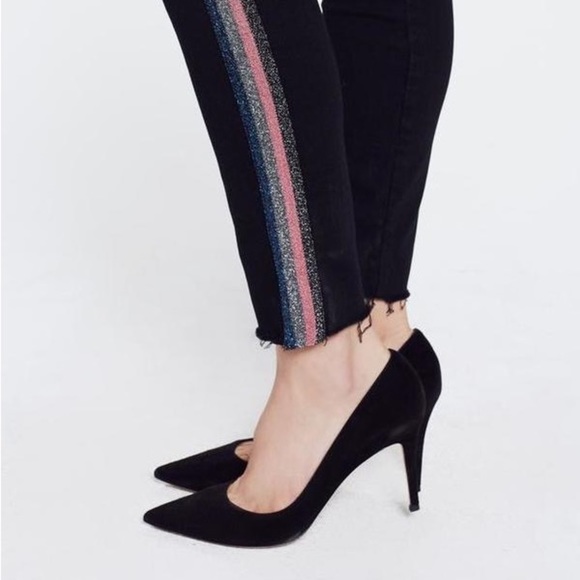 MOTHER “the looker ankle fray” in guilty glitter racer Stripe Size 28 - Picture 4 of 9